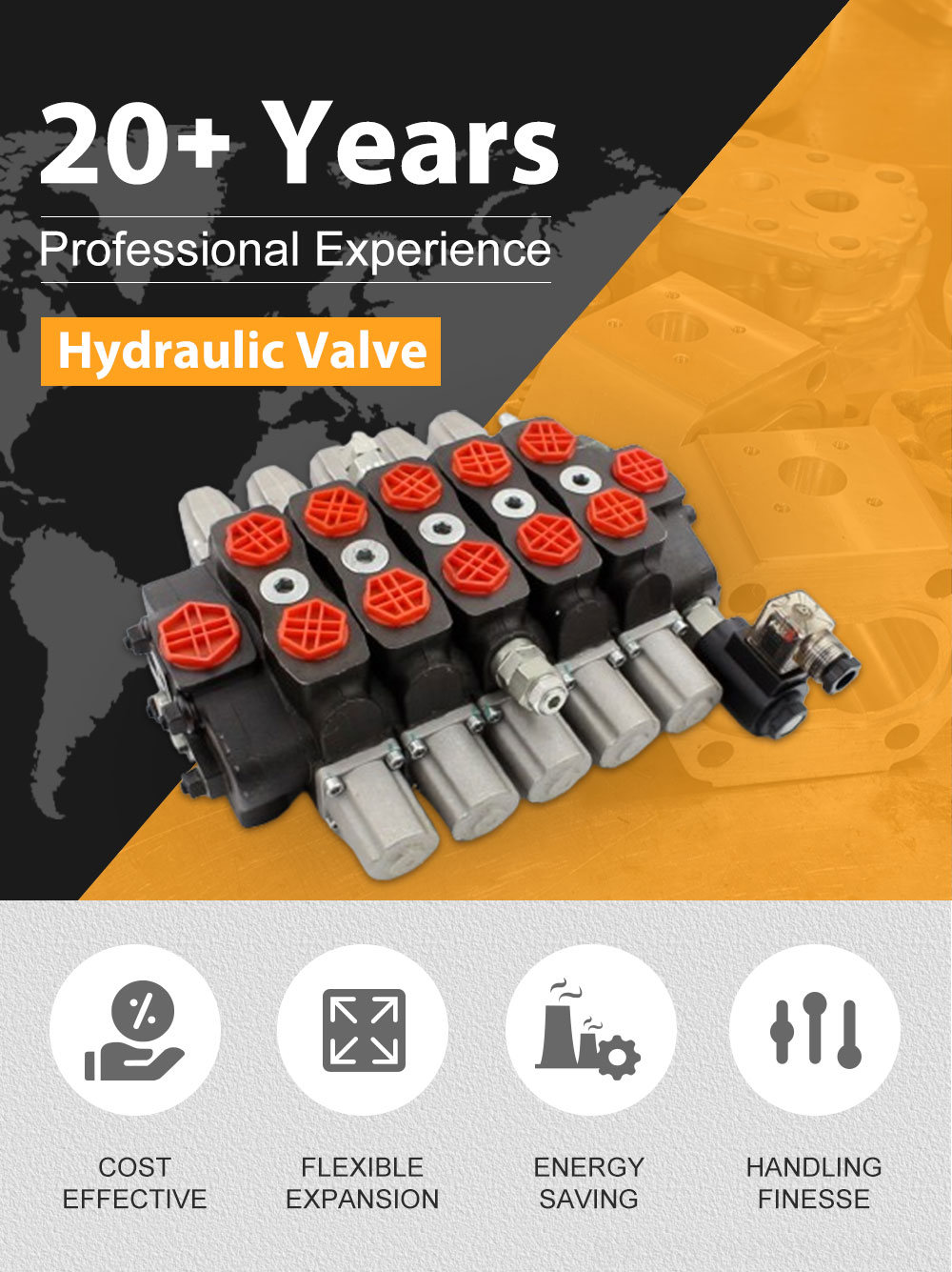 Hydraulic Selector Valve 12v Manual Monoblock Directional Valve - SD8 Series | Wholesale & OEM detailed image